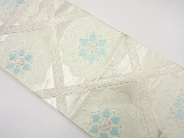 JAPANESE KIMONO / ANTIQUE FUKURO OBI / SILK / WOVEN FLOWER CREST